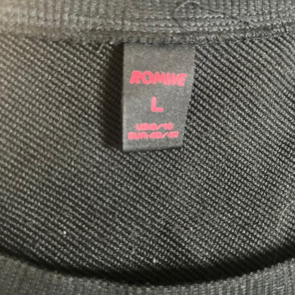 Romwe Sweatshirt Womens L Black Skull Graphic Pullover Long Sleeve Gothic Casual - Picture 5 of 8